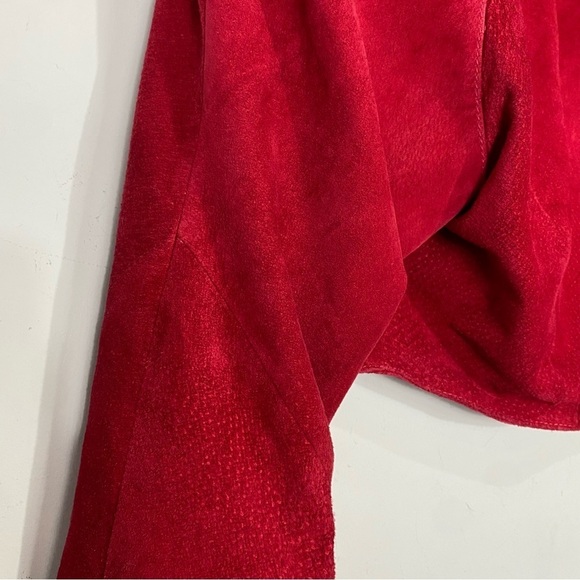 CHIA Vintage Moto Leather Jacket Red - Picture 3 of 15